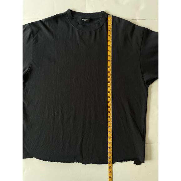 Balenciaga Black Graffiti Lettering Oversize T-Shirt Unisex L Distressed Raw Hem - Picture 5 of 10